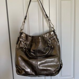 Coach Brooks metallic silver leather shoulder bag